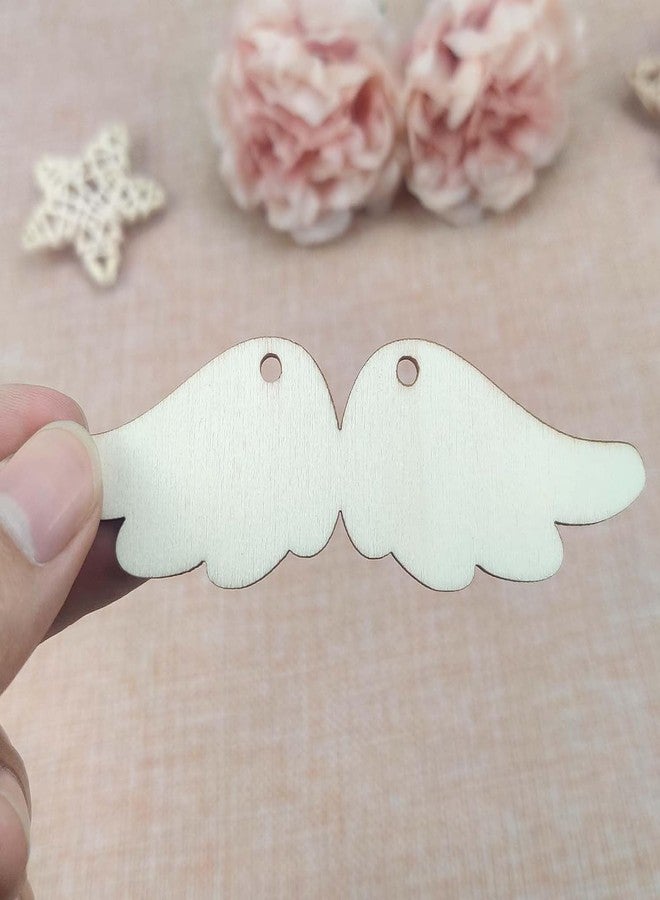 Cliths 20pcs Angel Wing Wood DIY Crafts - Blank Wooden Angel Wing Shaped Hanging Ornaments with Jute Twines for Wedding, Birthday, Party Decor (1.25x3.94 inch, 3mm Thick) - Image 4